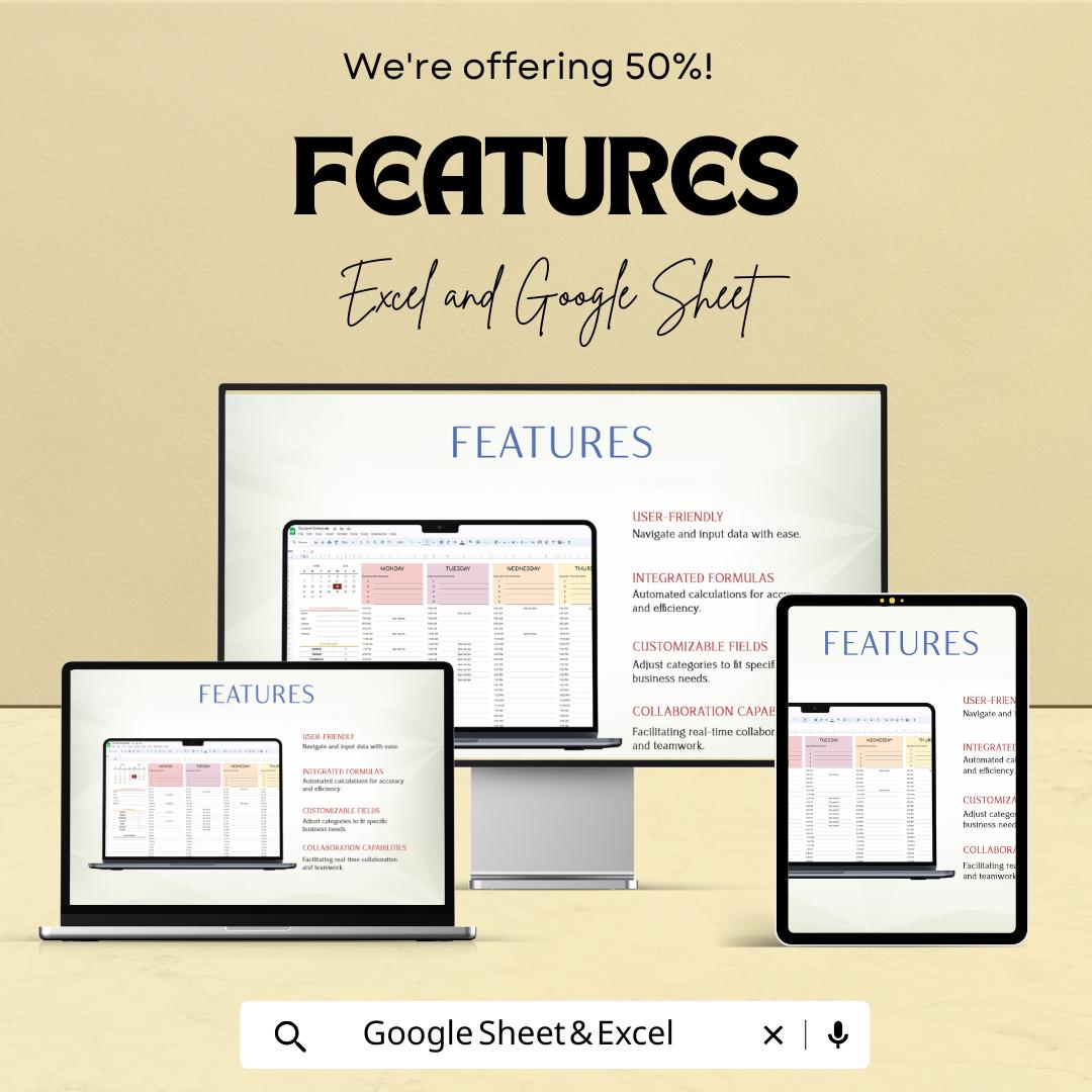 Student Schedule Sheet | Printable Study Planner | Google Sheets & Excel Template | Weekly Planner | Time Management for Students