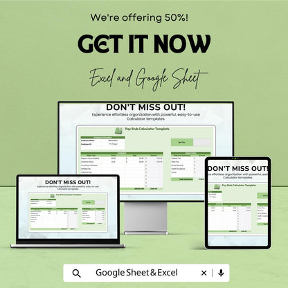 Pay Stub Calculator Template | Payroll Calculator | Paycheck Template | Earnings & Deductions Tracker | Small Business Payroll Tool