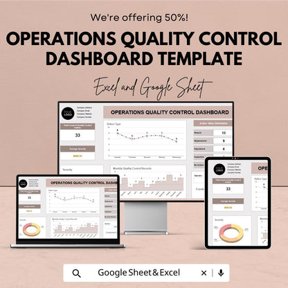 Operations Quality Control Dashboard Template | QC Dashboard Spreadsheet | Excel & Google Sheets