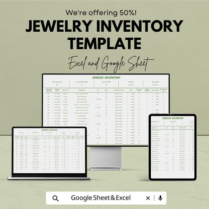 Jewelry Inventory Template | Excel & Google Sheets Jewelry Stock Tracker | Boutique Inventory Spreadsheet | Jewelry Business Inventory Log