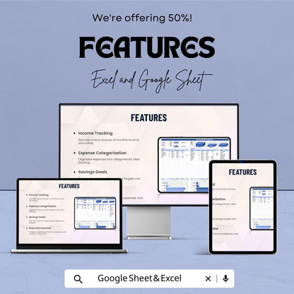 Monthly Budget Spreadsheet Template | Monthly Budget Planner | Excel and Google Sheets Expense Tracker | Personal & Business Budget Tool