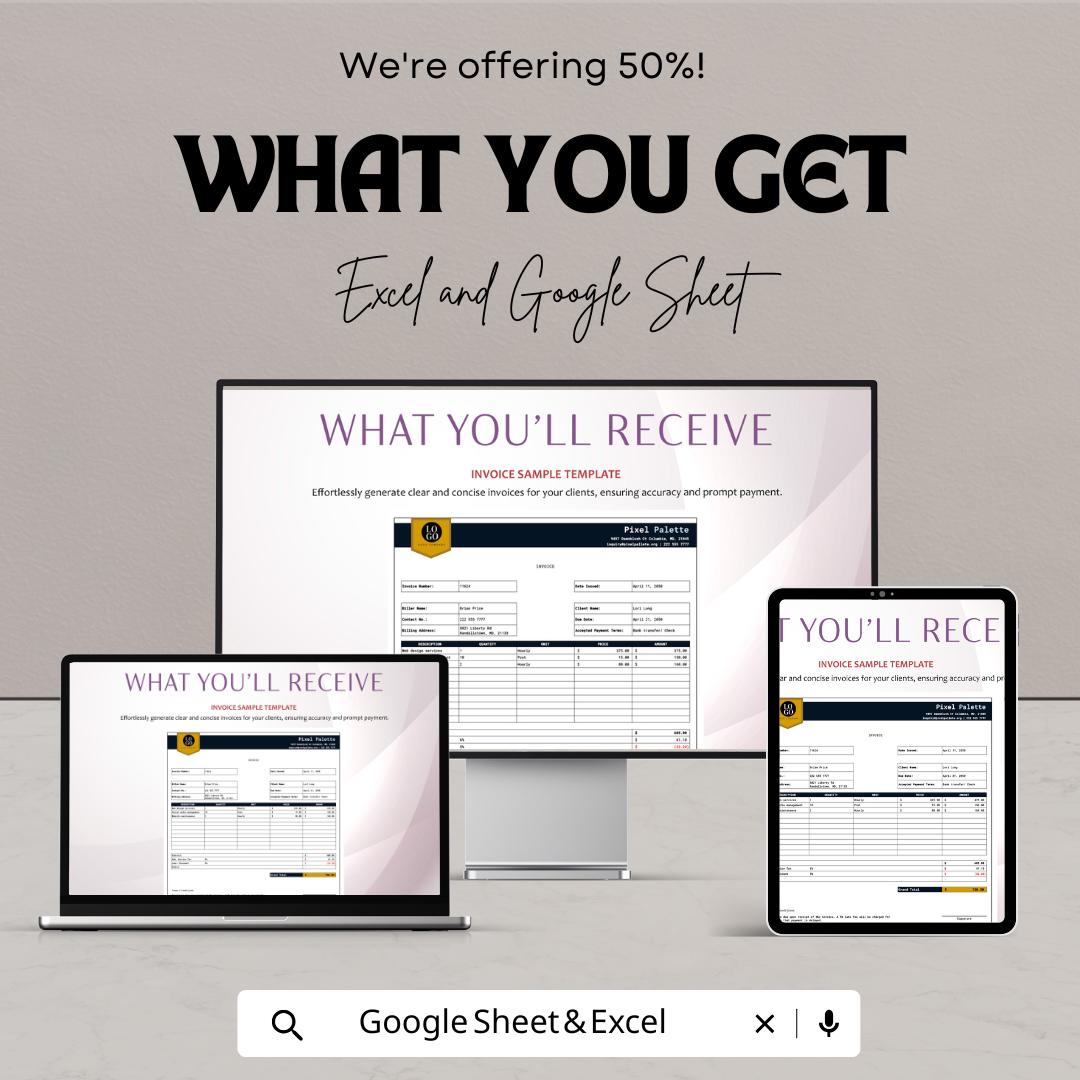 Invoice Sample Template | Business Invoice Format | Editable Billing Template | Service Invoice | Printable Excel Sheet