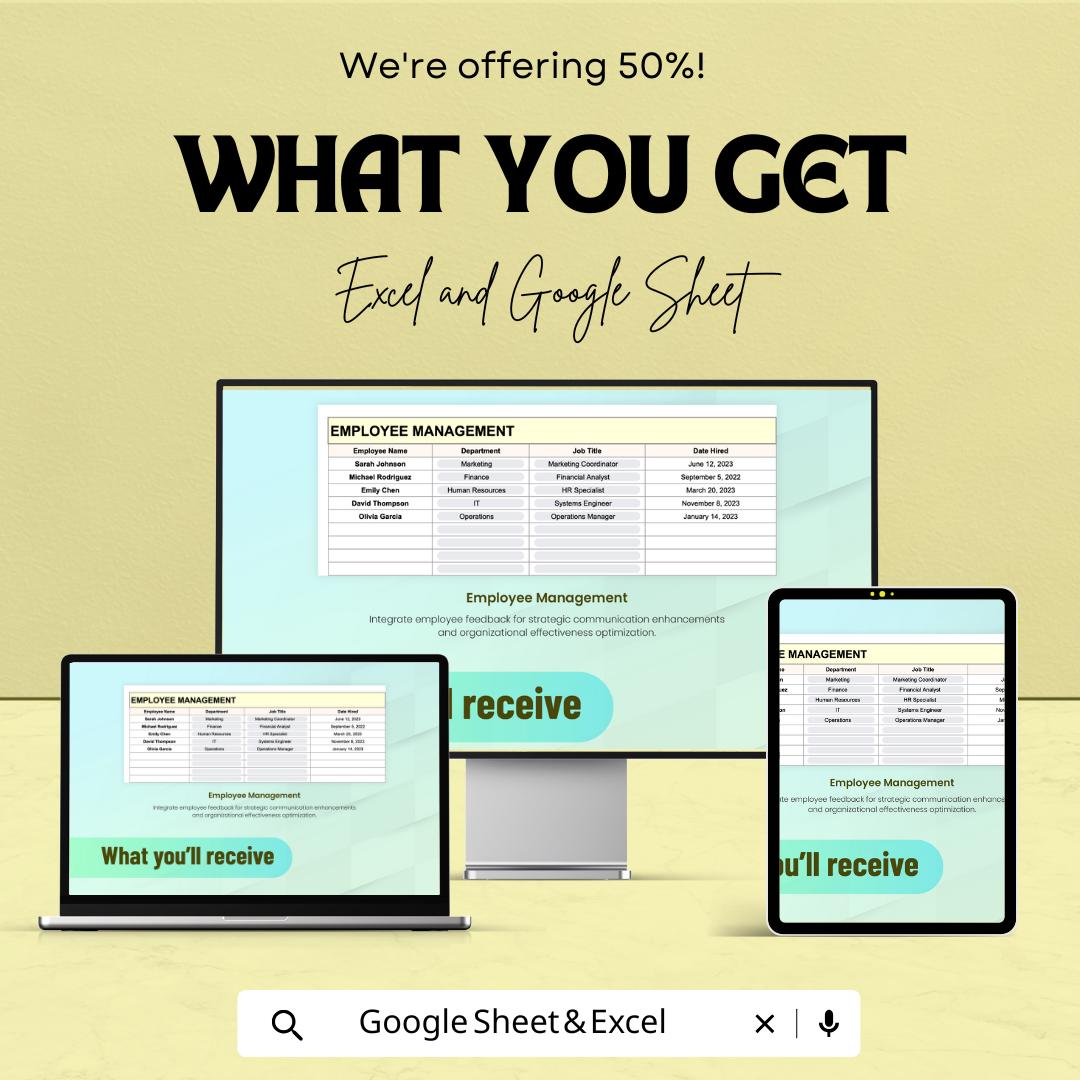 Internal Communication Effectiveness Survey HR Sheet | Excel & Google Sheet Template for Employee Feedback | 50% Off Now!