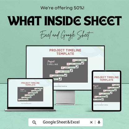 Project Timeline Template | Project Schedule Spreadsheet | Gantt Chart Tracker | Project Planning Template | Excel & Google Sheets |