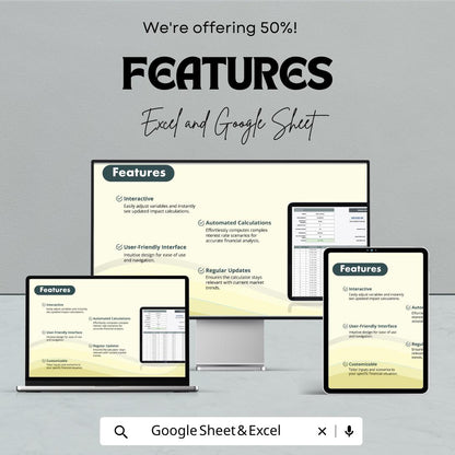 Finance Interest Rate Impact Calculator – Excel and Google Sheets Template for Loan & Investment Analysis – 50% Off