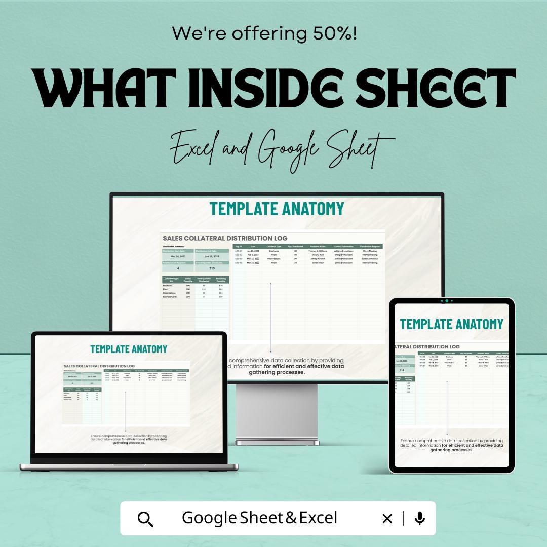 Sales Collateral Distribution Log Template | Marketing Asset Tracker | Excel & Google Sheets Template