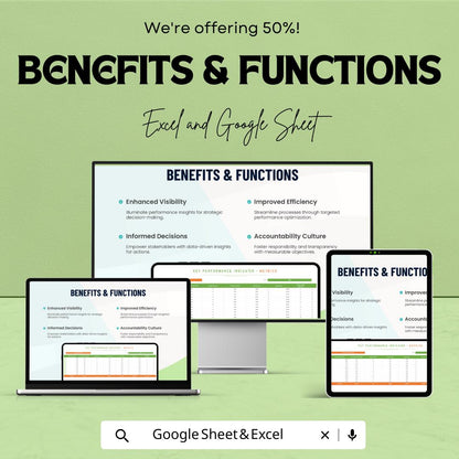 KPI Metrics Sheet | Excel & Google Sheets Template | Track and Analyze Performance | Customizable KPI Tracker Spreadsheet