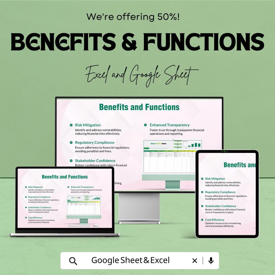 Finance Control Gap Analysis Template, Internal Control Assessment, Financial Audit Spreadsheet, Compliance Gap Tracker, Excel Google Sheets