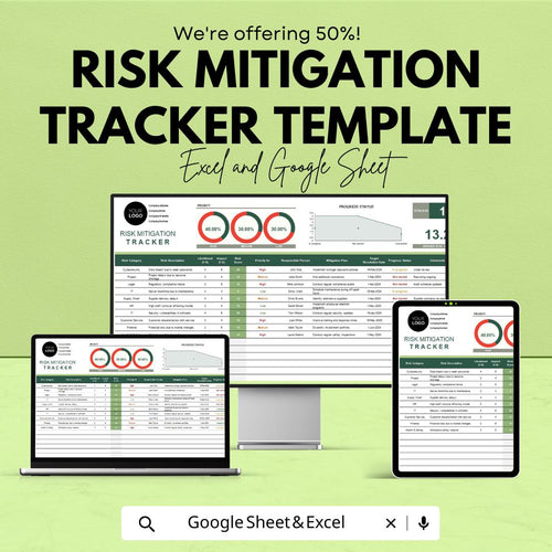 Risk Mitigation Tracker Template | Risk Assessment and Management Tool | Project Risk Register Spreadsheet | Excel & Google Sheets