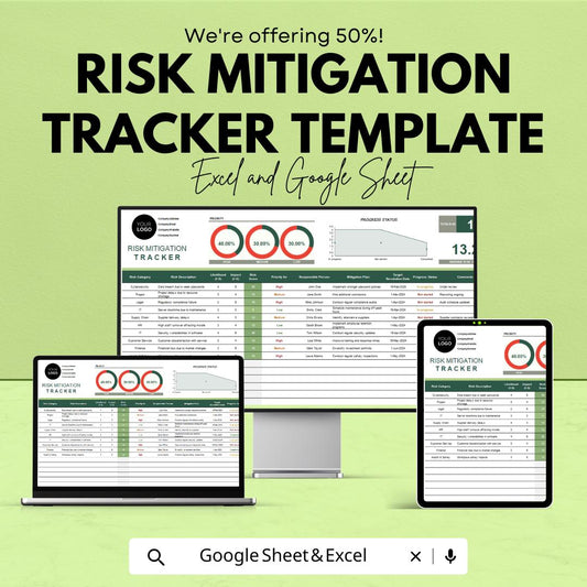 Risk Mitigation Tracker Template | Risk Assessment and Management Tool | Project Risk Register Spreadsheet | Excel & Google Sheets