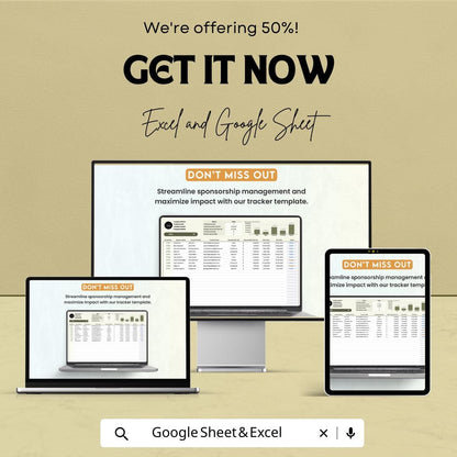 Corporate Sponsorship Tracker Template | Administration Sponsorship Management Spreadsheet | Excel & Google Sheets