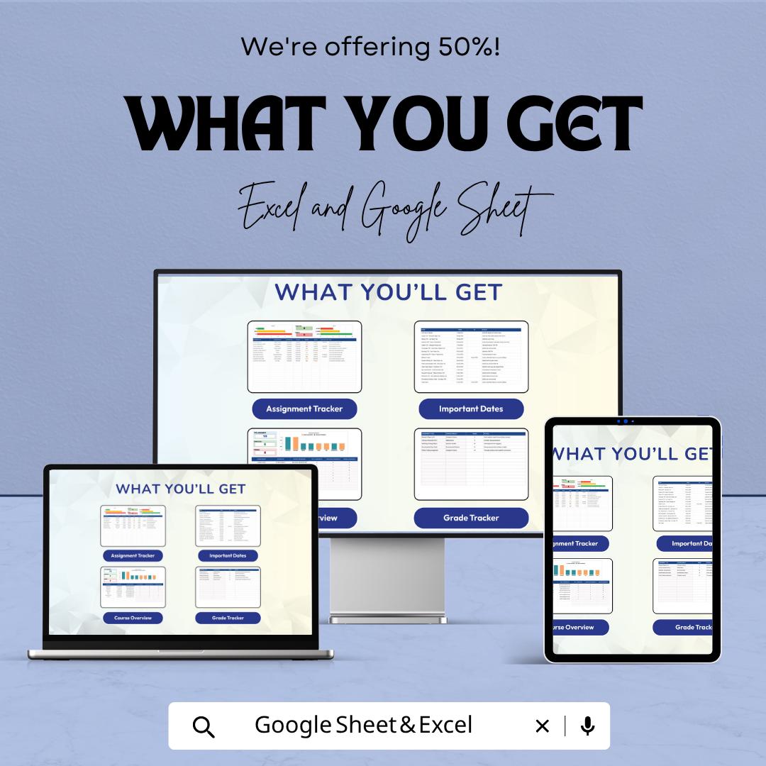 University Assignment Template | Student Planner Spreadsheet | Assignment Tracker | Study Planner | Coursework Organizer