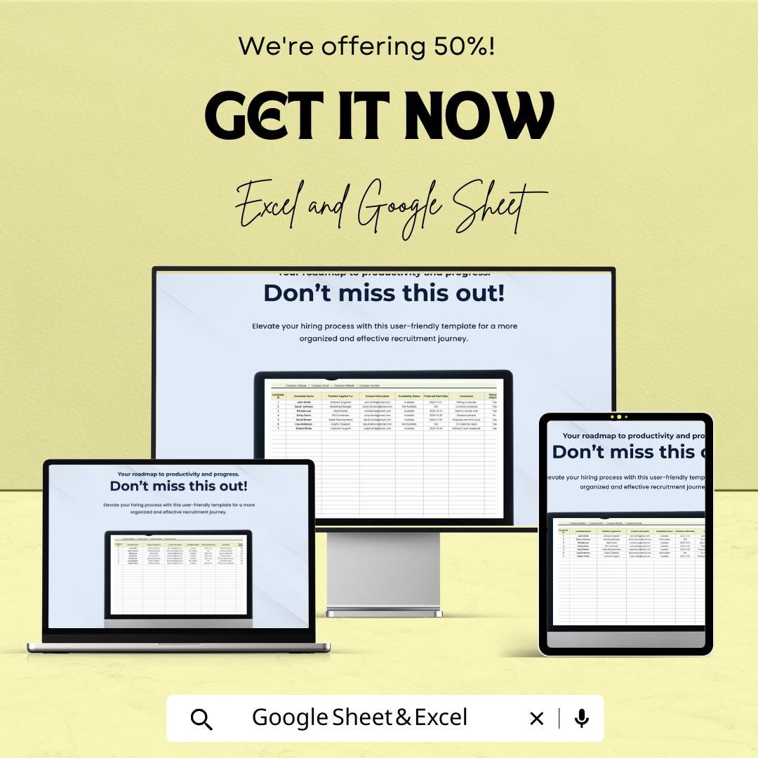 Candidate Availability Compilation HR Sheet | Recruitment Tracker | Excel & Google Sheets Template for Efficient Hiring