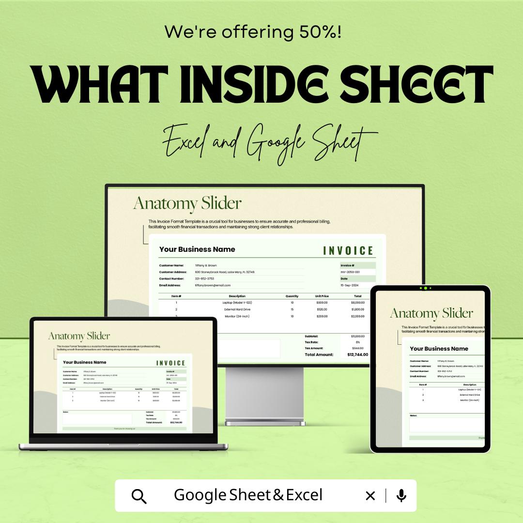 Invoice Format Template | Business Billing Template | Printable Invoice | Small Business Invoice Sheet | Auto-Calculated