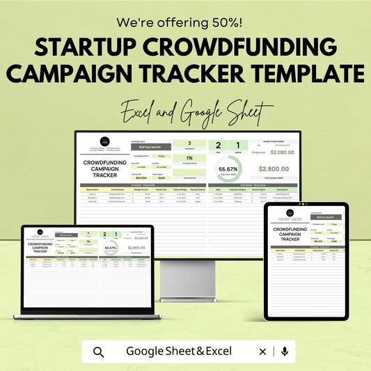 Startup Crowdfunding Campaign Tracker Template | Kickstarter Tracker Excel and Google Sheets | Fundraising & Donor Management Tool