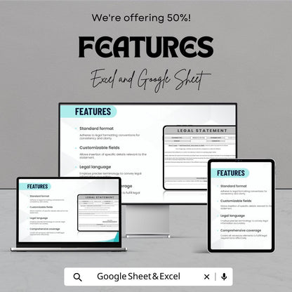 Legal Statement Template | Editable Legal Affidavit Form | Printable Legal Document | Excel & Google Sheet