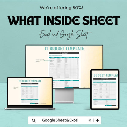 IT Budget Template | IT Financial Planning Spreadsheet | Budget Tracker Excel | Technology Budget Planner | Google Sheets Template