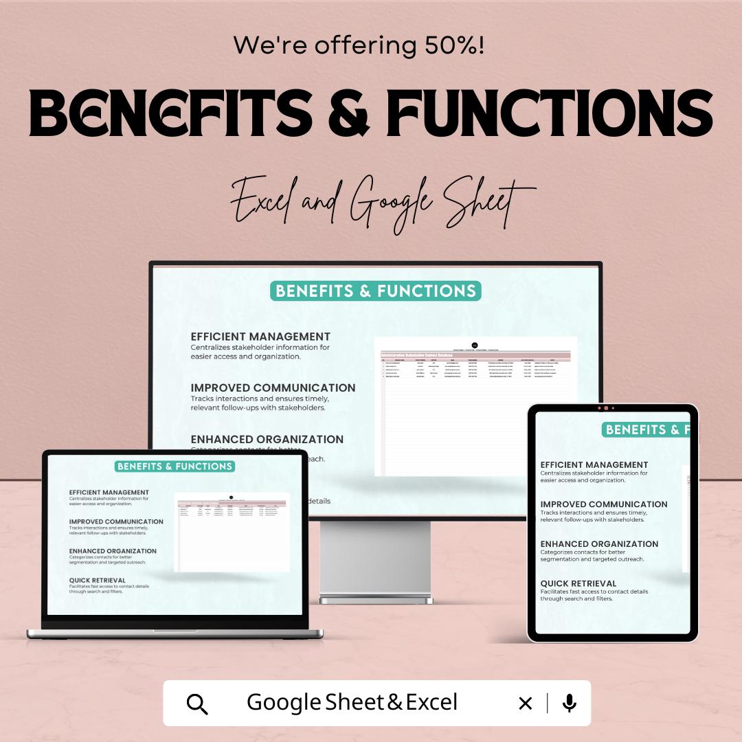 Administration Stakeholder Contact Database Sheet – Excel & Google Sheets Template for Organizing Contacts