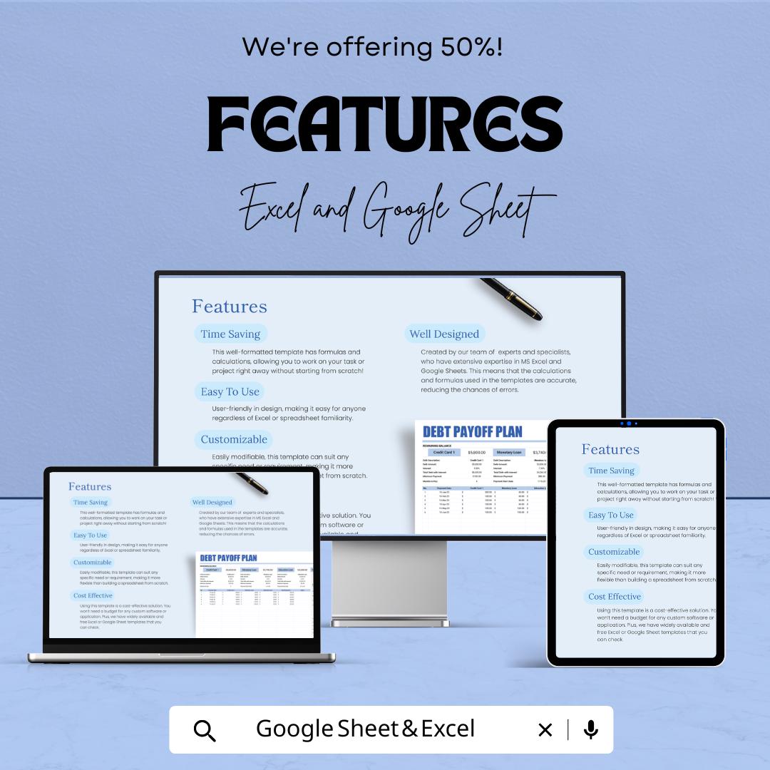 Debt Payoff Plan Template - Debt Tracker Sheet for Excel & Google Sheets - Personal Finance Management Tool