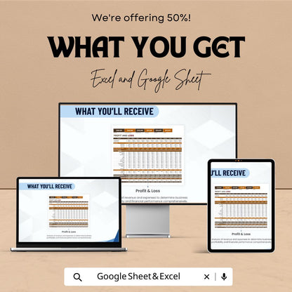 Profit and Loss Template | P&L Statement Spreadsheet | Income Expense Tracker | Excel and Google Sheets