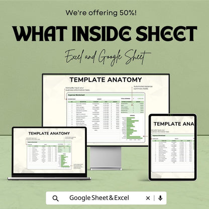 Expense Worksheet Template Excel, Business Expense Tracker, Budget Spreadsheet, Expense Report Sheet, Google Sheets Finance Tracker
