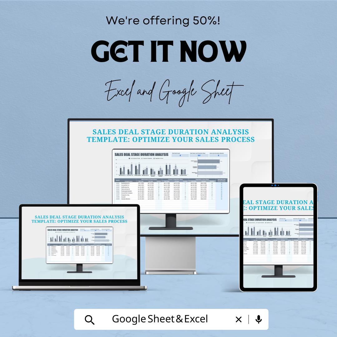 Sales Deal Stage Duration Analysis Template | Deal Stage Timing Dashboard | Sales Process Optimization Tool