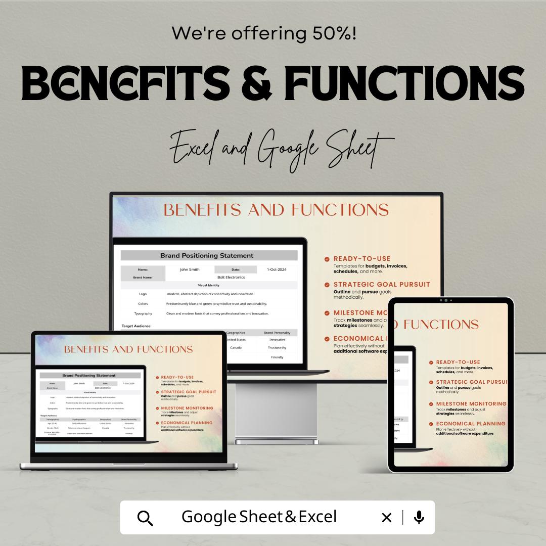 Brand Positioning Statement Template | Google Sheets & Excel | Brand Strategy Planner | Marketing Identity Sheet | Editable Business Tool