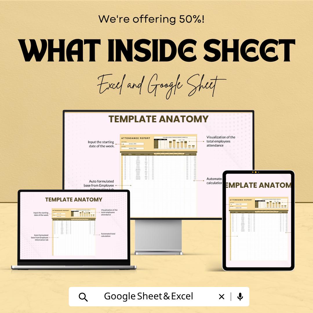 Daily Attendance Report Template | Employee Attendance Tracker | Staff Attendance Sheet | HR Template