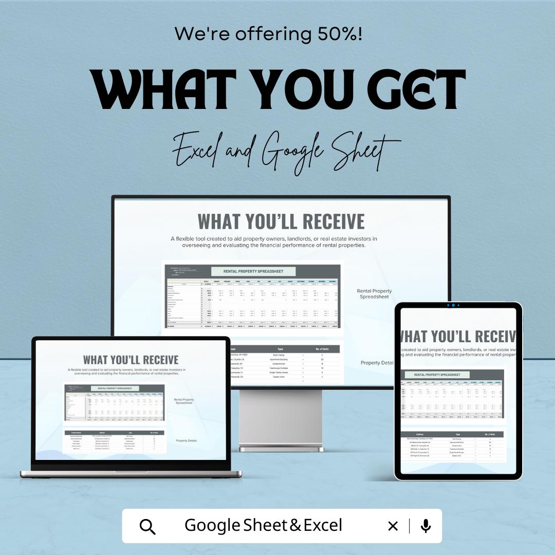 Rental Property Spreadsheet Template, Rental Income Tracker, Landlord Expense Tracker, Real Estate Investment Sheet