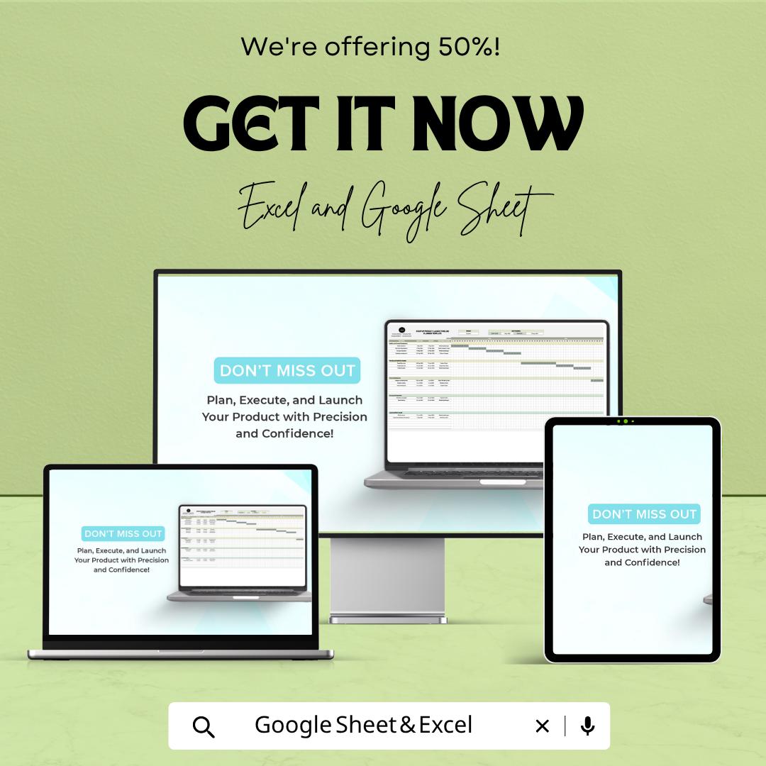 Startup Product Launch Timeline Planner Template | Product Launch Tracker | Marketing Campaign Schedule | Excel & Google Sheets