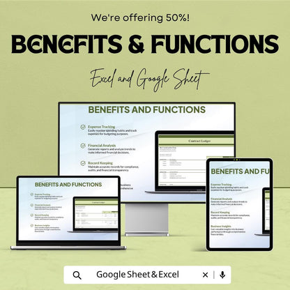 Contract Ledger Template | Excel Contract Accounting Spreadsheet | Google Sheets Financial Tracker | Contractor Payment Ledger |