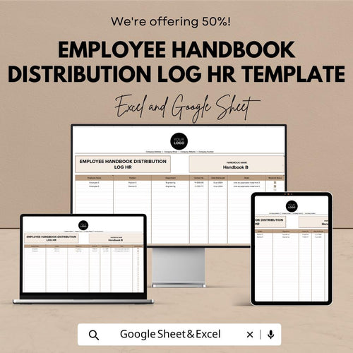 Employee Handbook Distribution Log, HR Handbook Tracker, Employee Acknowledgment Sheet, HR Compliance Log
