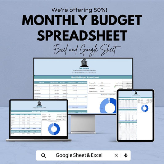 Monthly Budget Spreadsheet Template | Income & Expense Tracker | Financial Planner | Budget Template