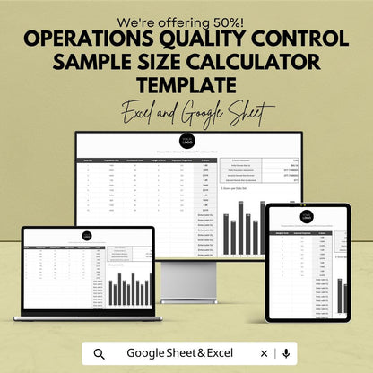 Sample Size Calculator Template | Quality Control Spreadsheet | QC Sampling Plan Template | Statistical Sampling Tool
