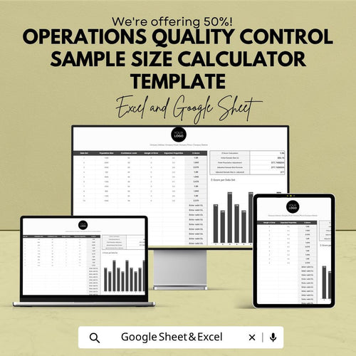Sample Size Calculator Template | Quality Control Spreadsheet | QC Sampling Plan Template | Statistical Sampling Tool