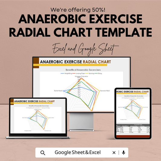 Anaerobic Exercise Radial Chart Template | Excel & Google Sheets | Fitness Data Tracker | Workout Comparison Chart | Editable Spreadsheet