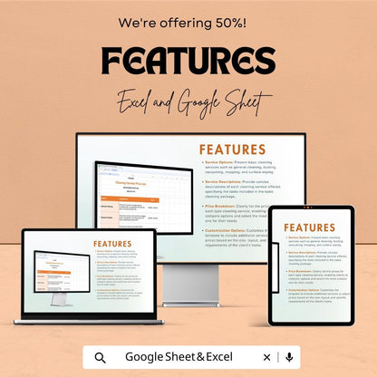 Cleaning Service Price List Template | Google Sheets & Excel | Editable Pricing Sheet | Housekeeping Rate Chart | Instant Download