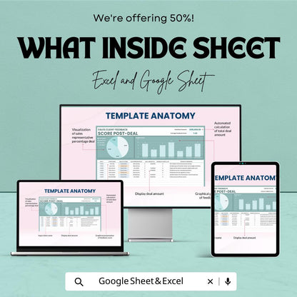 Sales Client Feedback Score Post-Deal Template | Excel & Google Sheets | Sales Performance Tracker | Client Satisfaction Analysis