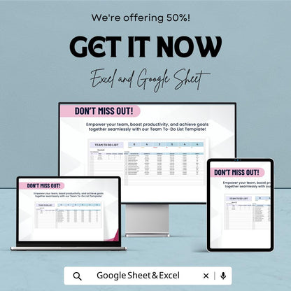 Team To Do List Template | Team Task Tracker Spreadsheet | Project Collaboration Planner | Employee Task Management Sheet |